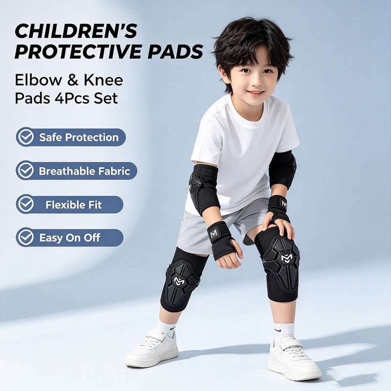 Motorcycle Gear For Kids - Kids 4‑Pcs Knee Elbow Protective Gear