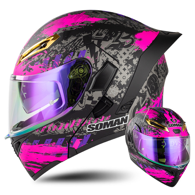 Motorcycle Gear Vintage - DOT Approved Men Motorcycle Helmet Dual