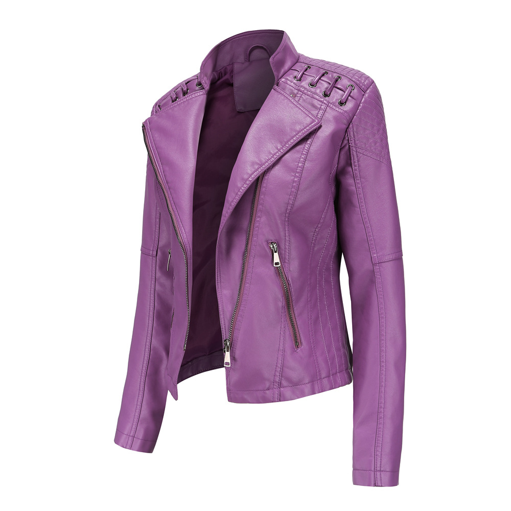 Mùa Xuân Mới Thu Đông Nữ Giả Á - đánh giá và giá Riding Jacket Leather